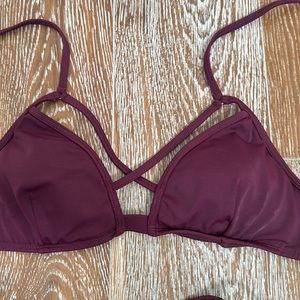 Plumeria 2 piece bikini plum strappy top medium, bottoms small